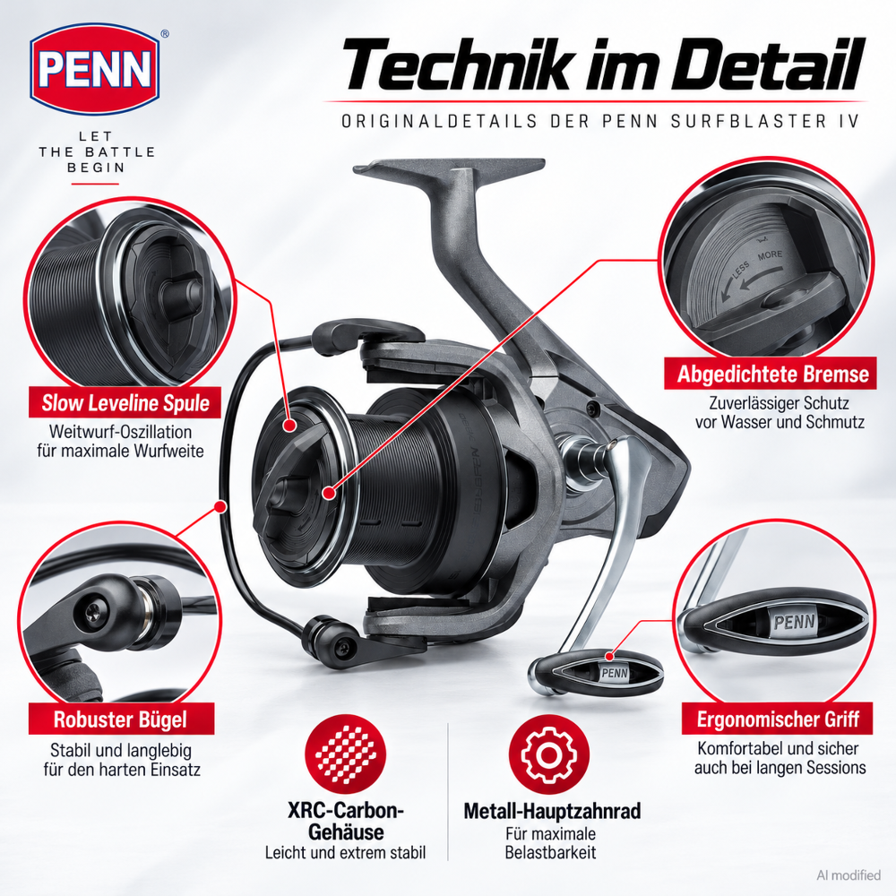 PENN Surfblaster IV 7000 Long Cast Spinning Reel - Grey