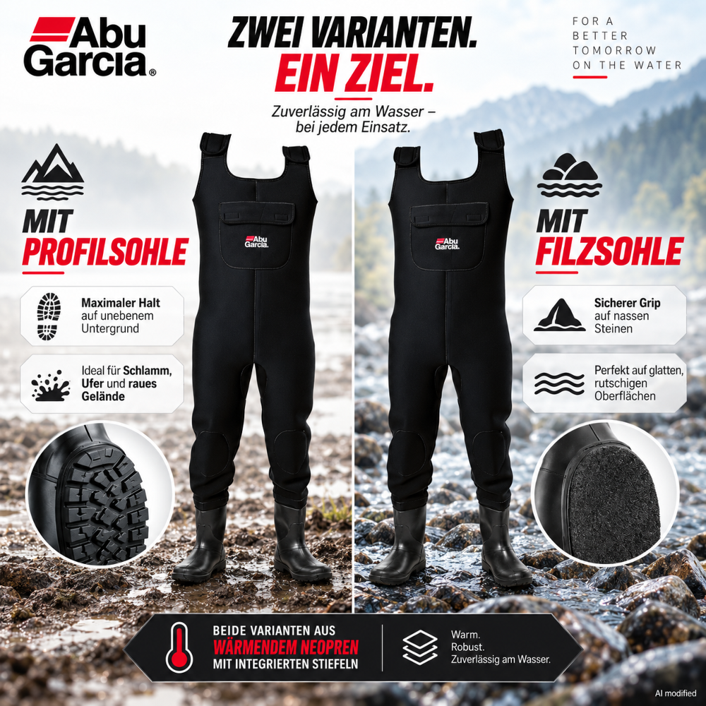 Abu Garcia Neoprene Waders Cleated - Size 44/45