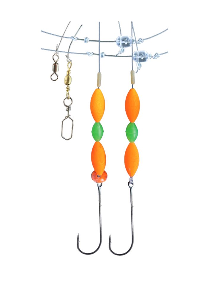 DEGA Brandungsvorfach mit orange Perlen und 2 Armen