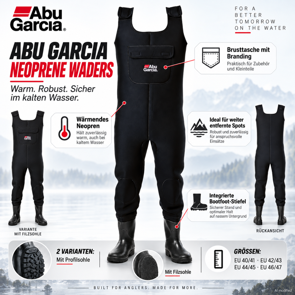 Abu Garcia Neoprene Waders Cleated - Size 44/45