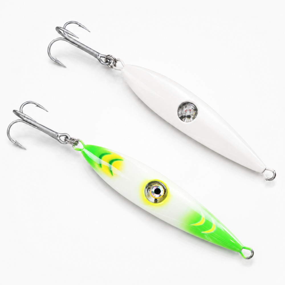 Eisele Sea-Fishing JDM LIGHTNING EYE Jig – Speed Jig mit Blinklicht 300g - Grün