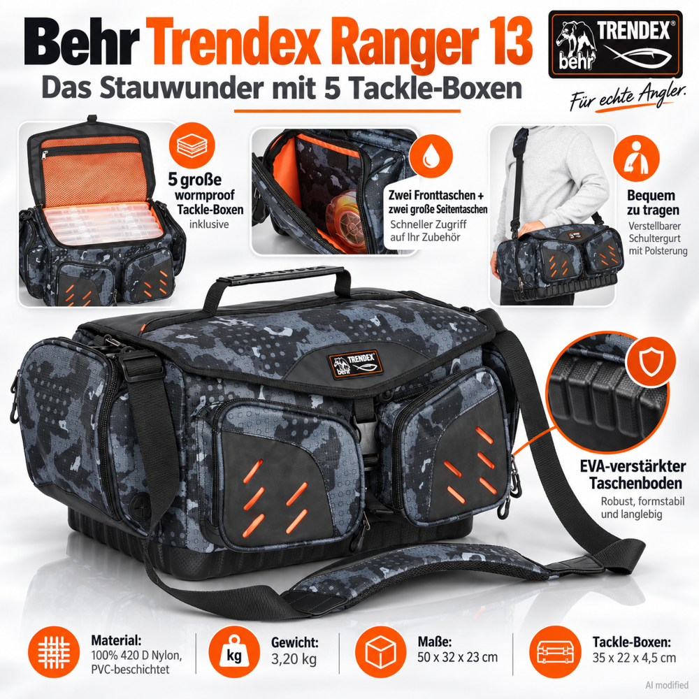 Behr Angeltasche Ranger 13 mit 5 Tackle-Boxen