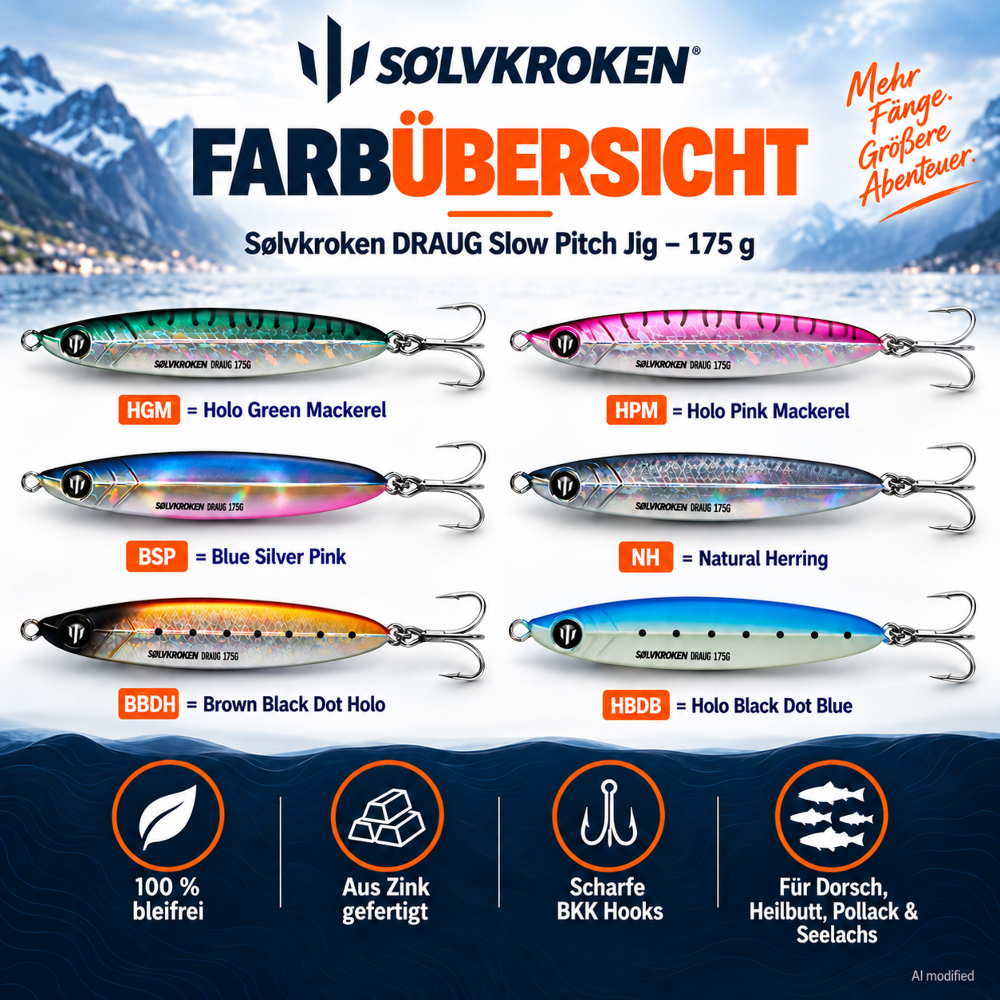 Sølvkroken DRAUG Slow Pitch Jig – Lead-Free 115g - Blue Silver Pink