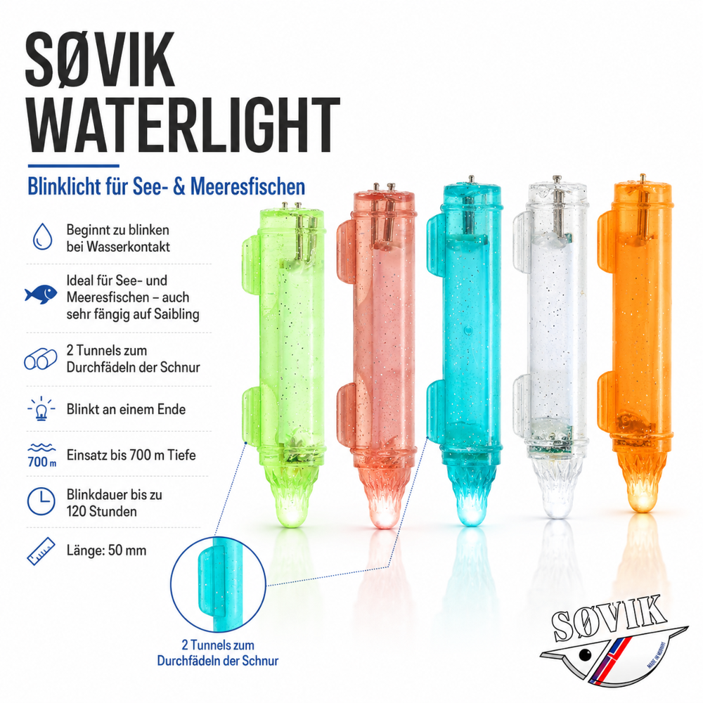SØVIK Waterlights 50 mm – Automatic Fishing Flash Light - Red