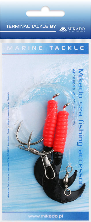 MIKADO Pilk D-Twist Rig - Doppeltwister-Vorfach-Rot-Schwarz5,5cm