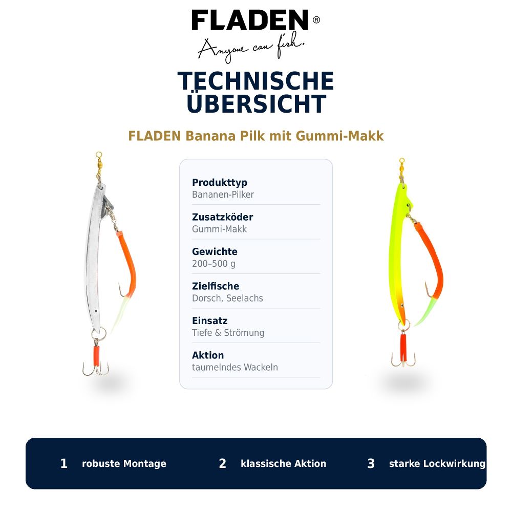 FLADEN Banana Pilk mit Gummi-Makk – Meerespilker 500g - Red-Yellow
