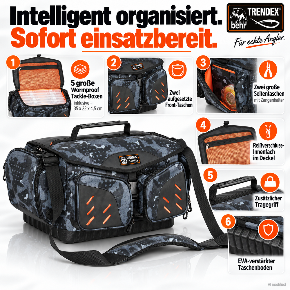 Behr Angeltasche Ranger 13 mit 5 Tackle-Boxen