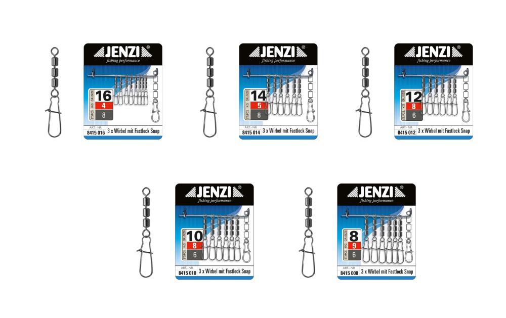 Jenzi High-Speed 3-fach Wirbel/Fastlock-Karabiner  Gr.10 - 8kg