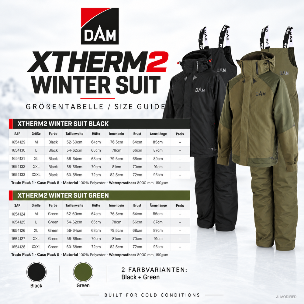 DAM Xtherm2  Winter Suit - Winteranzug Black - Gr. XL
