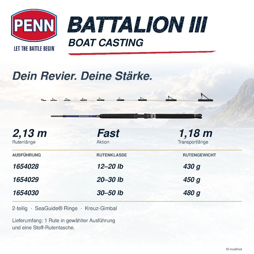 PENN Battalion III Boat Casting Rod 2,13m - 12-20lb