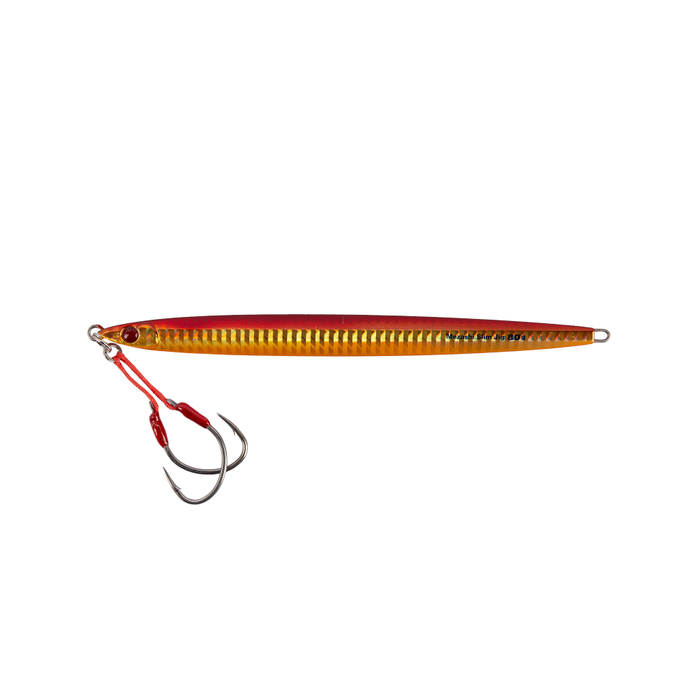 Mustad MEZASHI Slim Jig 100g - Red Gold Glow