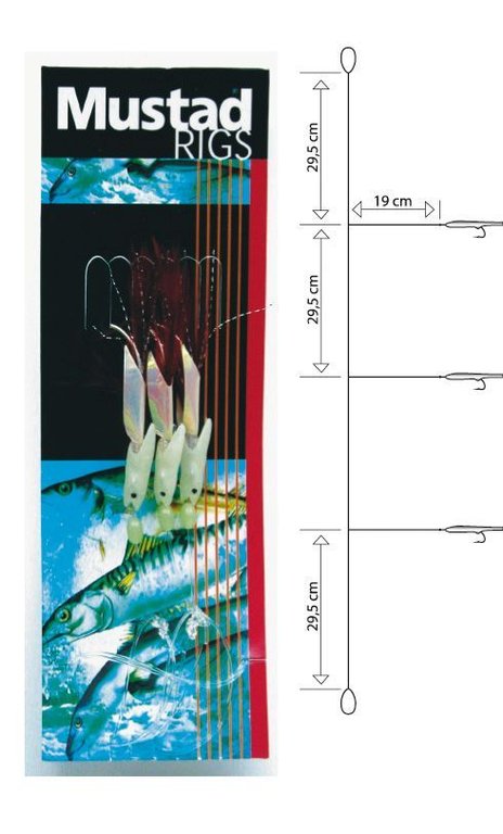 Mustad #4/0 Hokkai Tempter Rig red T17A/S0966