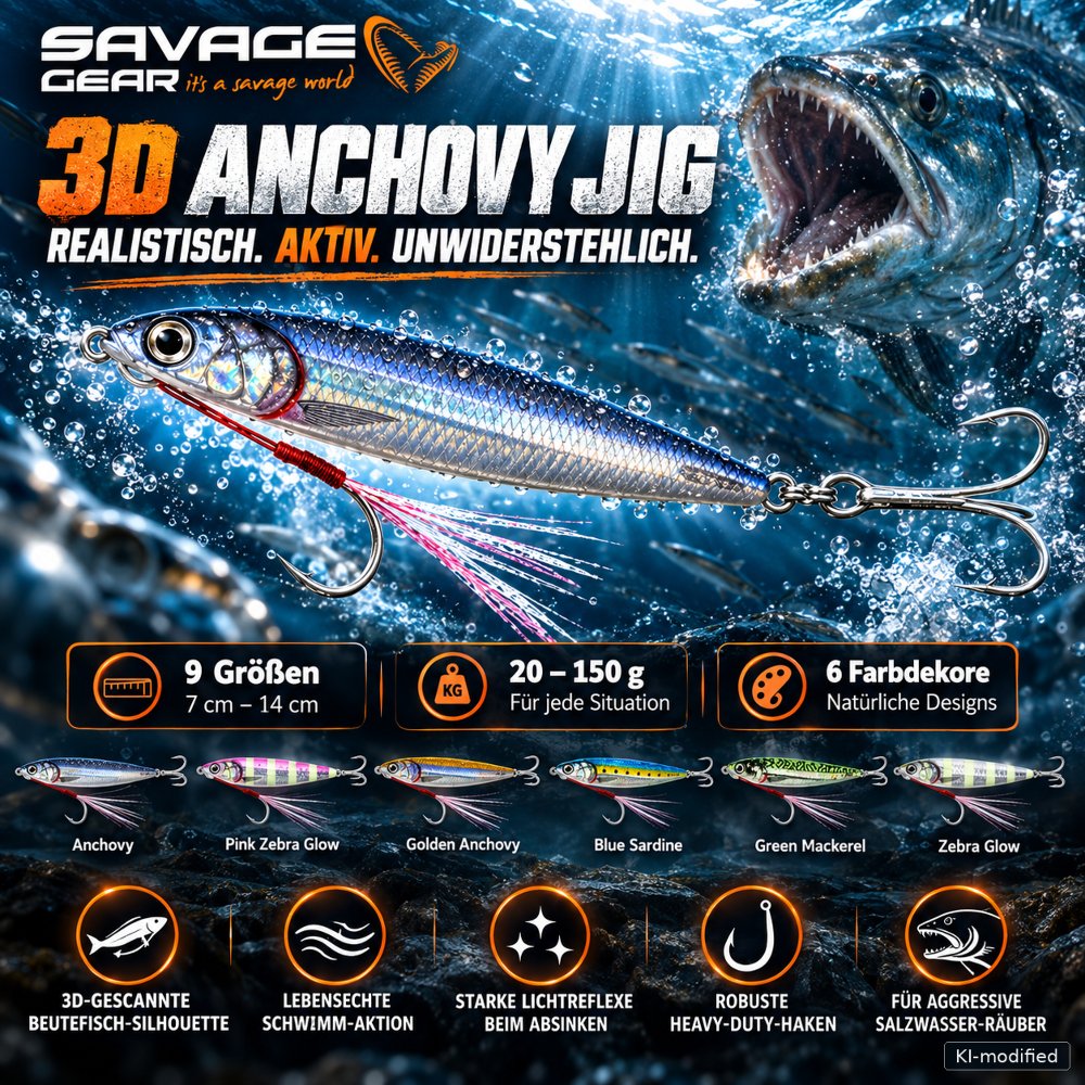 Savage Gear 3D Anchovy Jig 100g - Blue Sardine