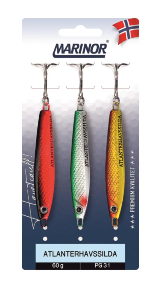 MARINOR ATLANTERHAVSSILDA 3er Pilker-Set Red/Green/Orange - 60g