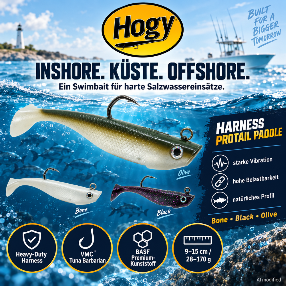 HOGY Harness Protail Paddle Swimbaits 142g - 15cm - Olive