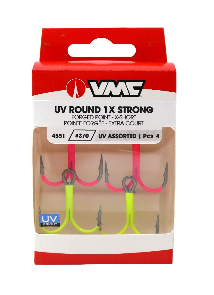 VMC 4551 UV Round 1X UV Coated Treble Hooks (Size 83/0)