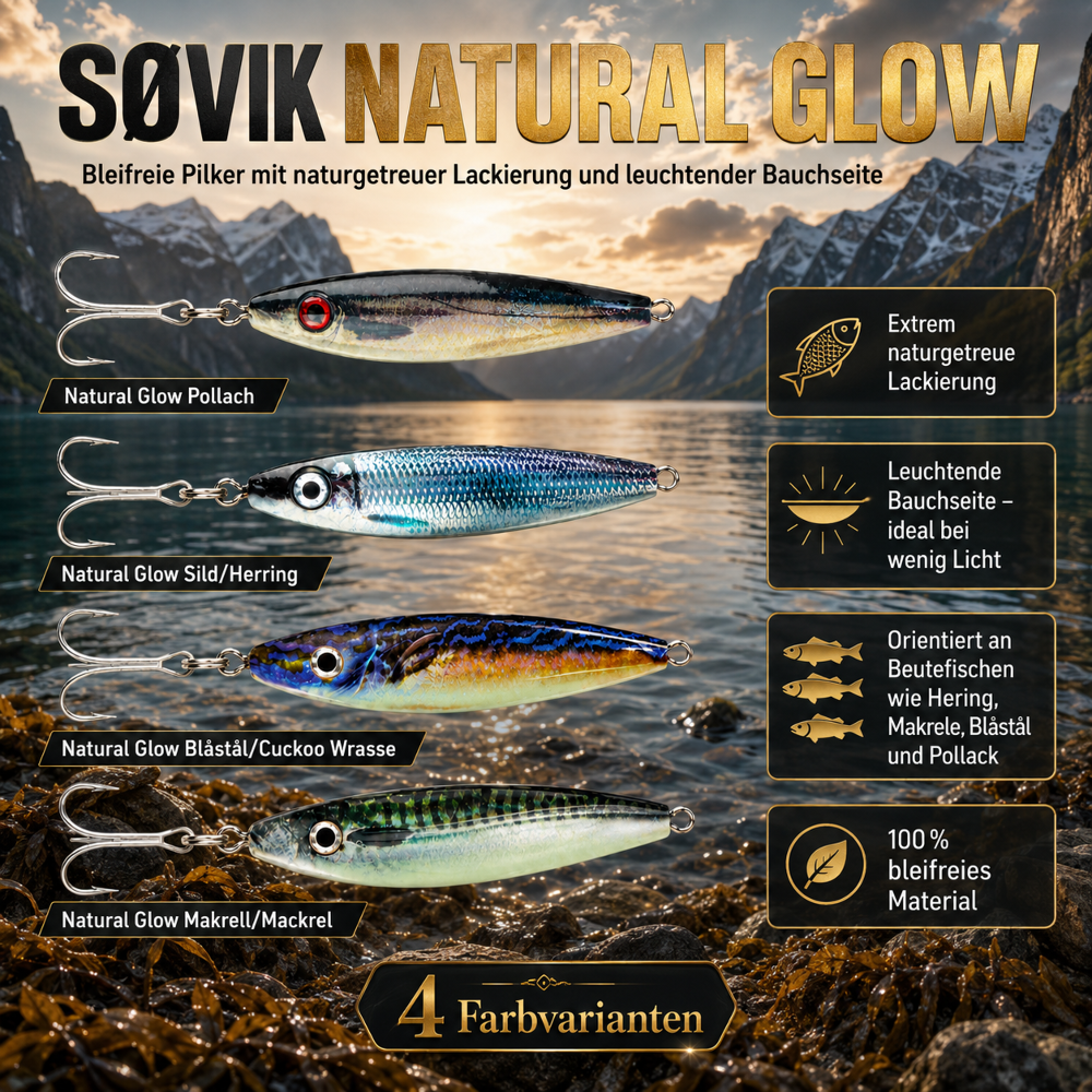 Søvik Natural Glow – Lead-Free Natural Jig 140g - Herring