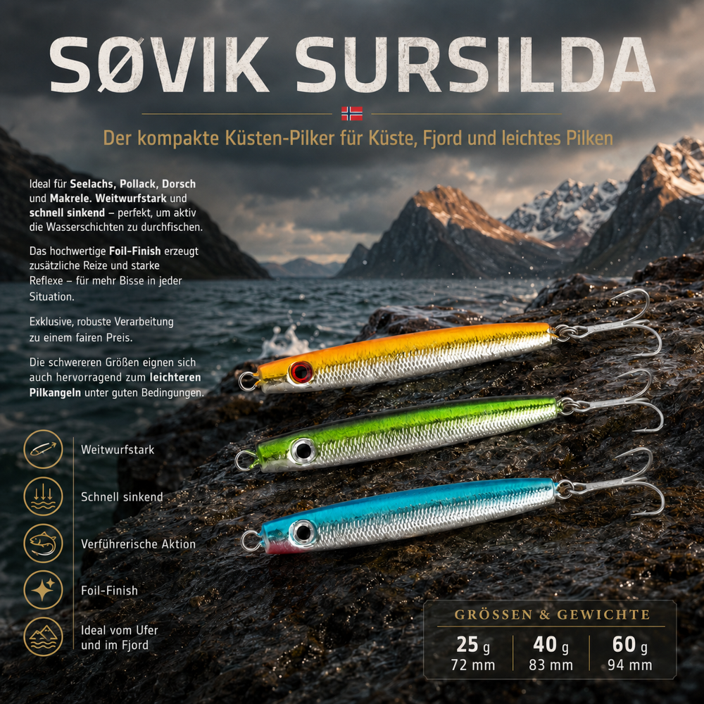 SØVIK SURSILDA Jig 60g - Blue/Silver