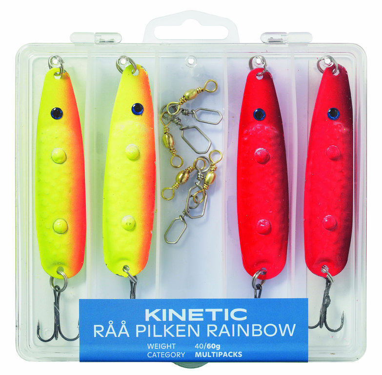 Kinetic Råå Pilken - Pilker-Set 4 St. - 40/60g-Rainbow - Yel