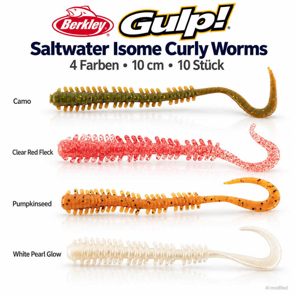 Berkley Gulp! Saltwater Isome Curly Worms 10cm - Camo