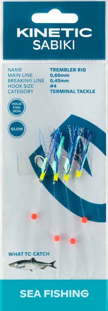 Kinetic Sabiki Trembler Holo Fishskin #4 Rig - Blue Flash
