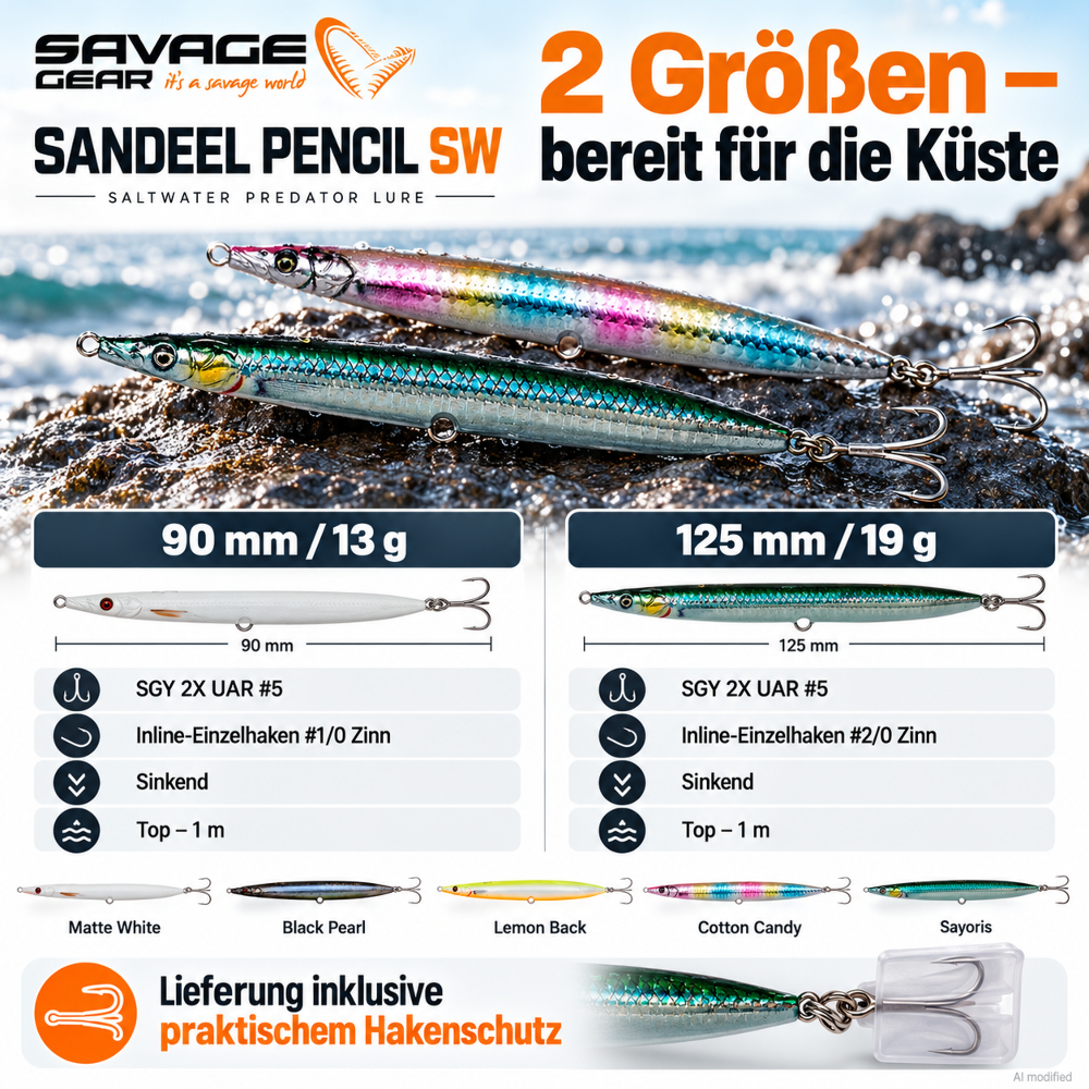 Savage Gear Sandeel Pencil SW 19g - Black Pearl