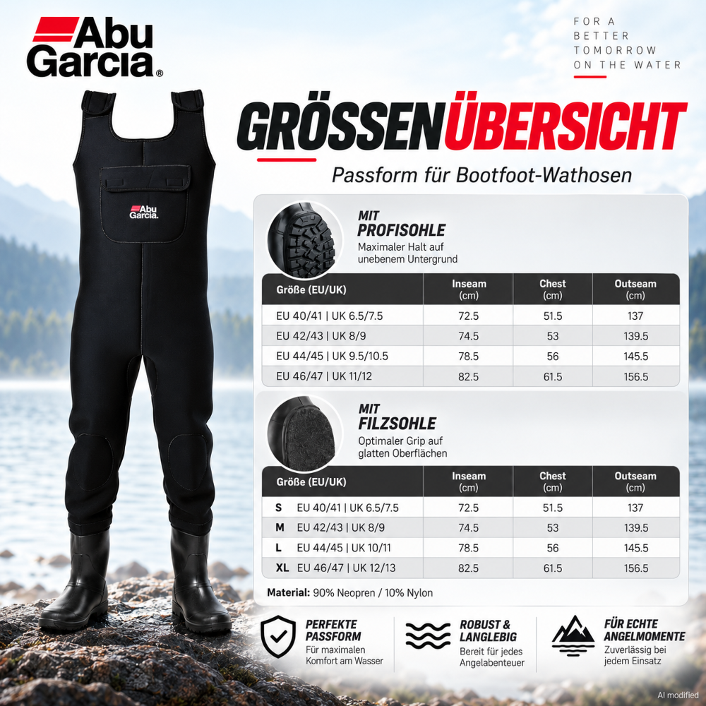Abu Garcia Neoprene Waders Cleated - Size 44/45