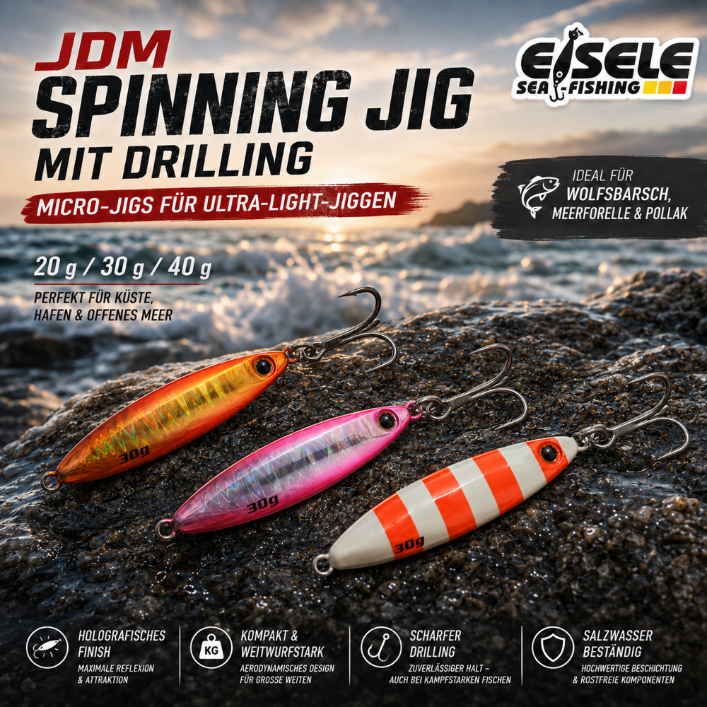 EISELE SEA-FISHING JDM Spinning Jig mit Drilling 40g - Silver/Pink