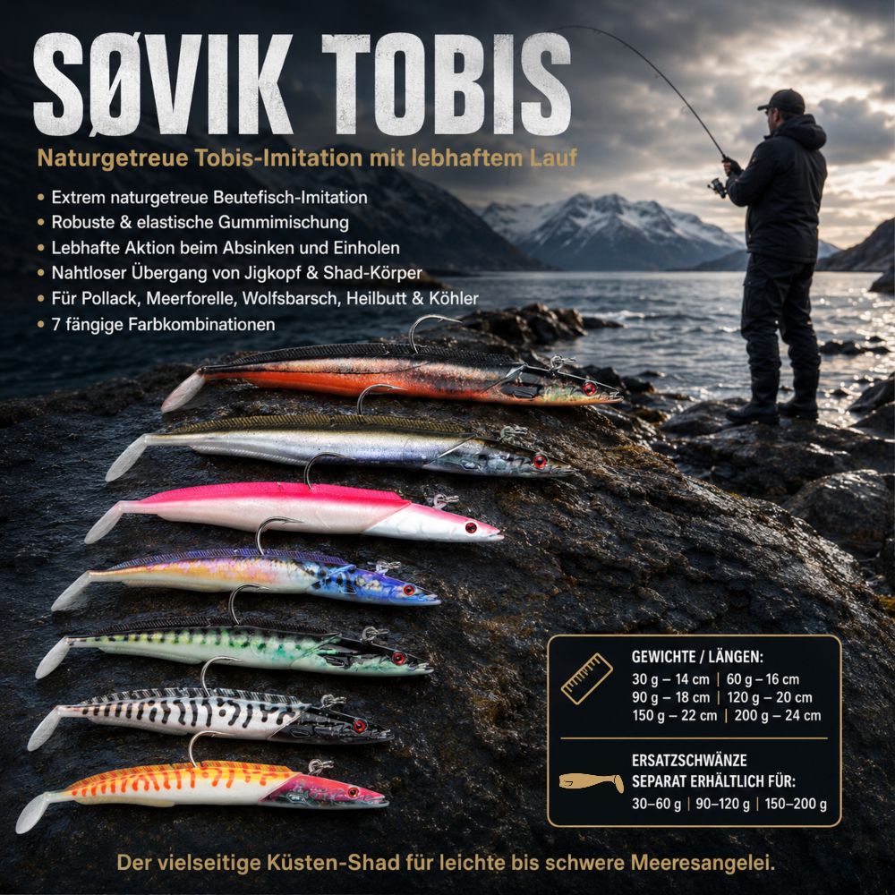 SØVIK TOBIS – Naturgetreuer Sandaal 150g - Lippfisch/Glo