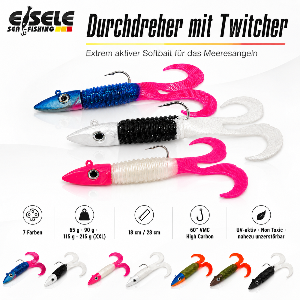 Eisele Sea-Fishing Durchdreher mit Twitcher 110g - motoroil UV/motoroil UV