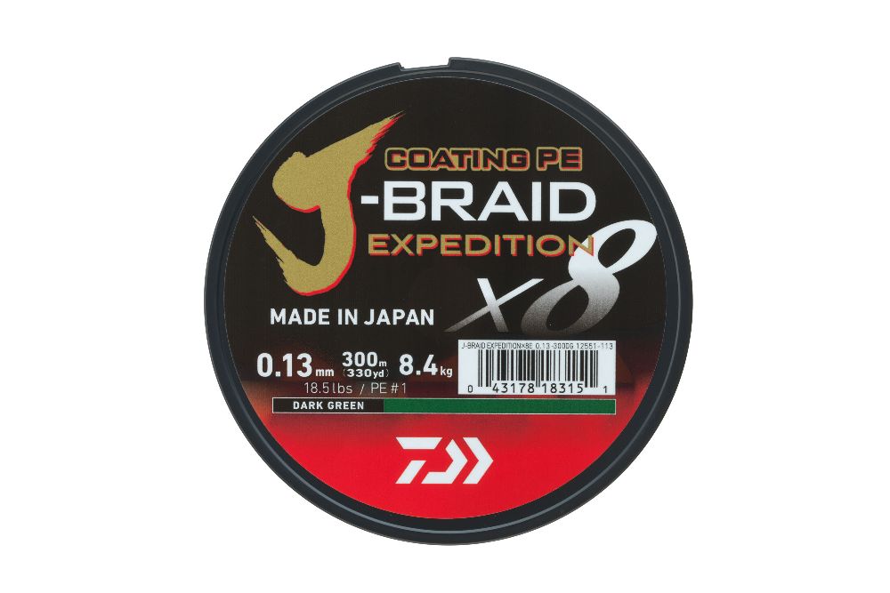 Daiwa J-Braid Expedition X8 0,06mm - 5,20kg - 150m - dark green