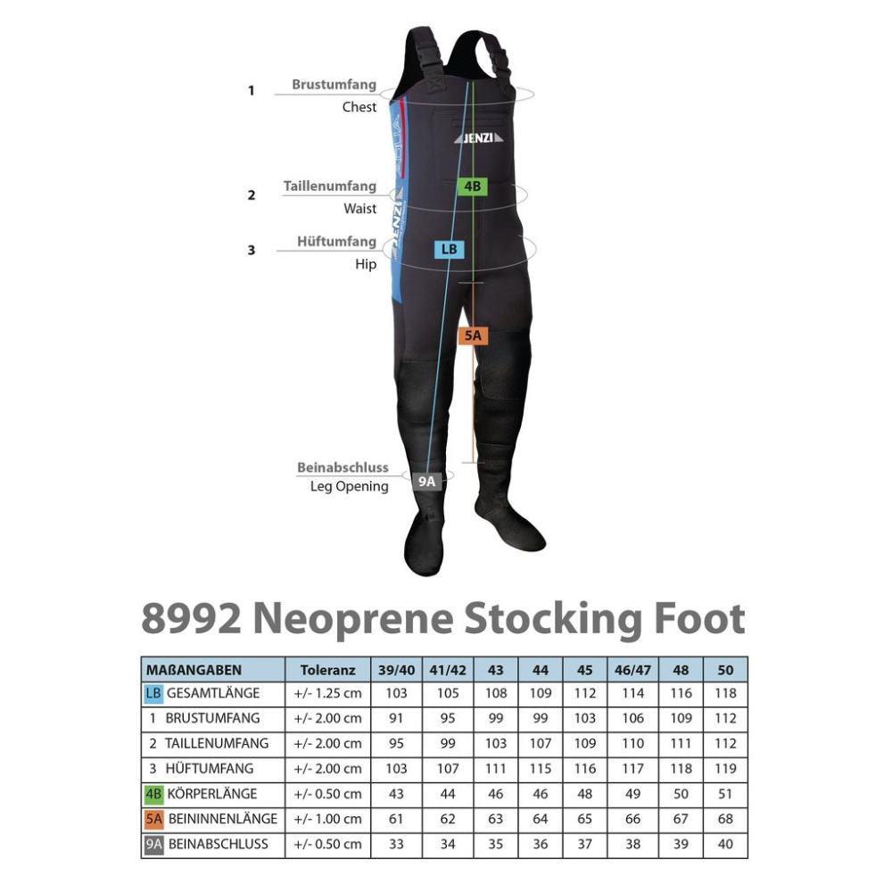 JENZI Neoprene-Wader "fishing" with footies Size 43