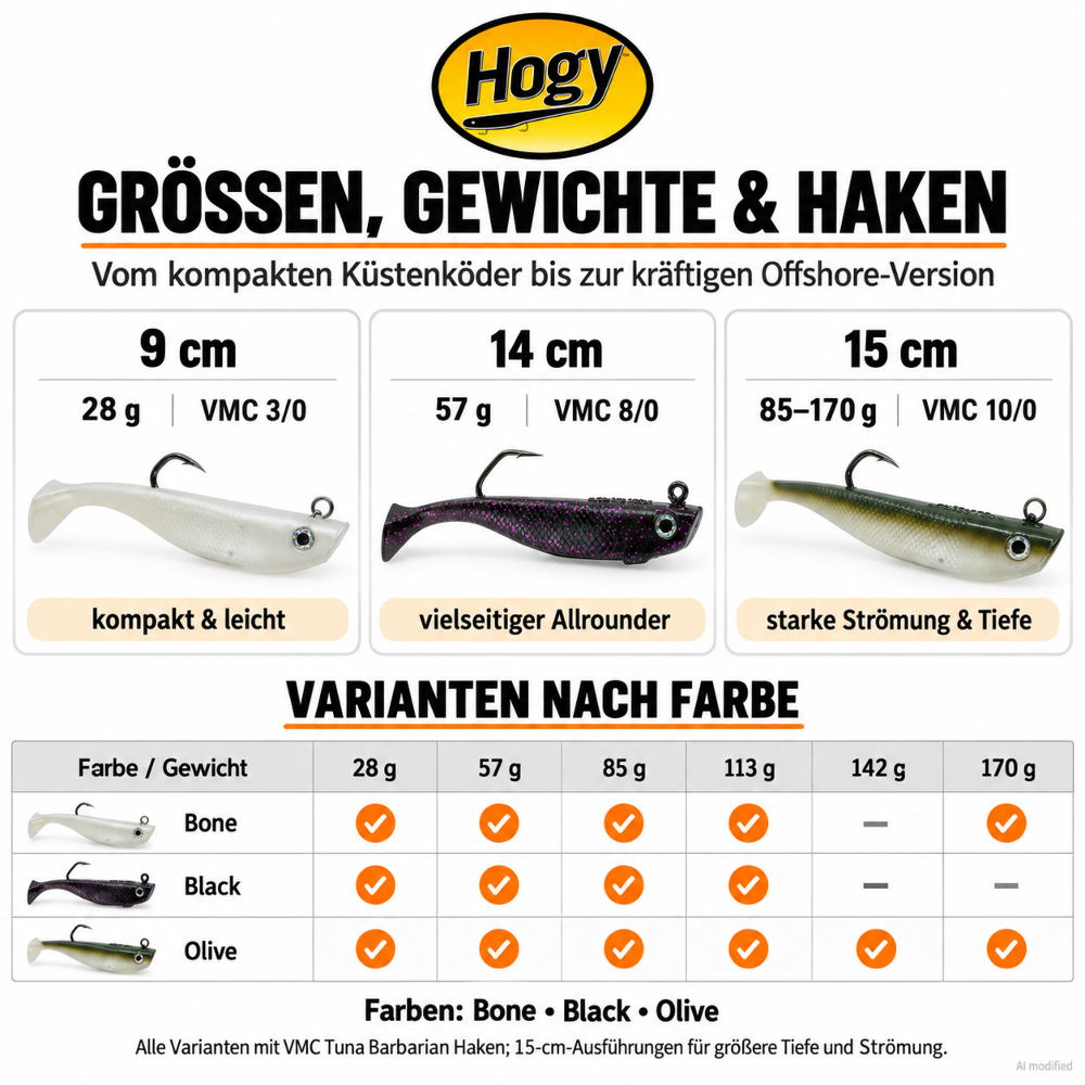 HOGY Harness Protail Paddle Swimbaits 142g - 15cm - Olive