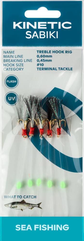 Kinetic Sabiki Treble Hook #10 Rig - Black Flash