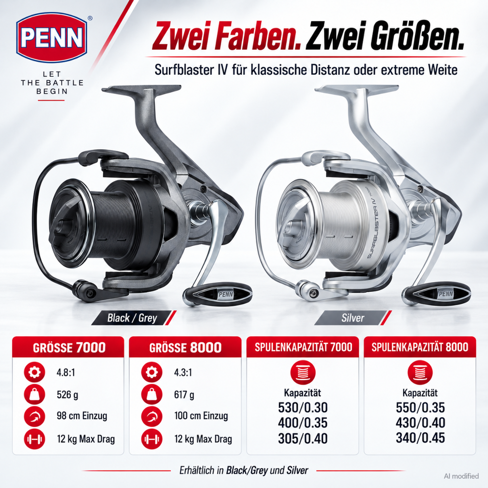 PENN Surfblaster IV 7000 Long Cast Spinning Reel - Grey