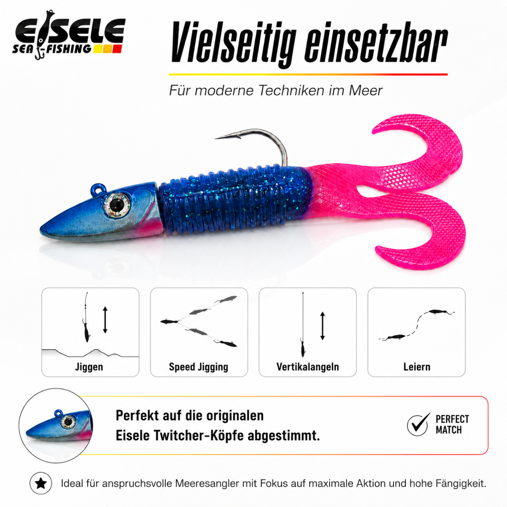 Eisele Sea-Fishing Durchdreher mit Twitcher 110g - motoroil UV/motoroil UV