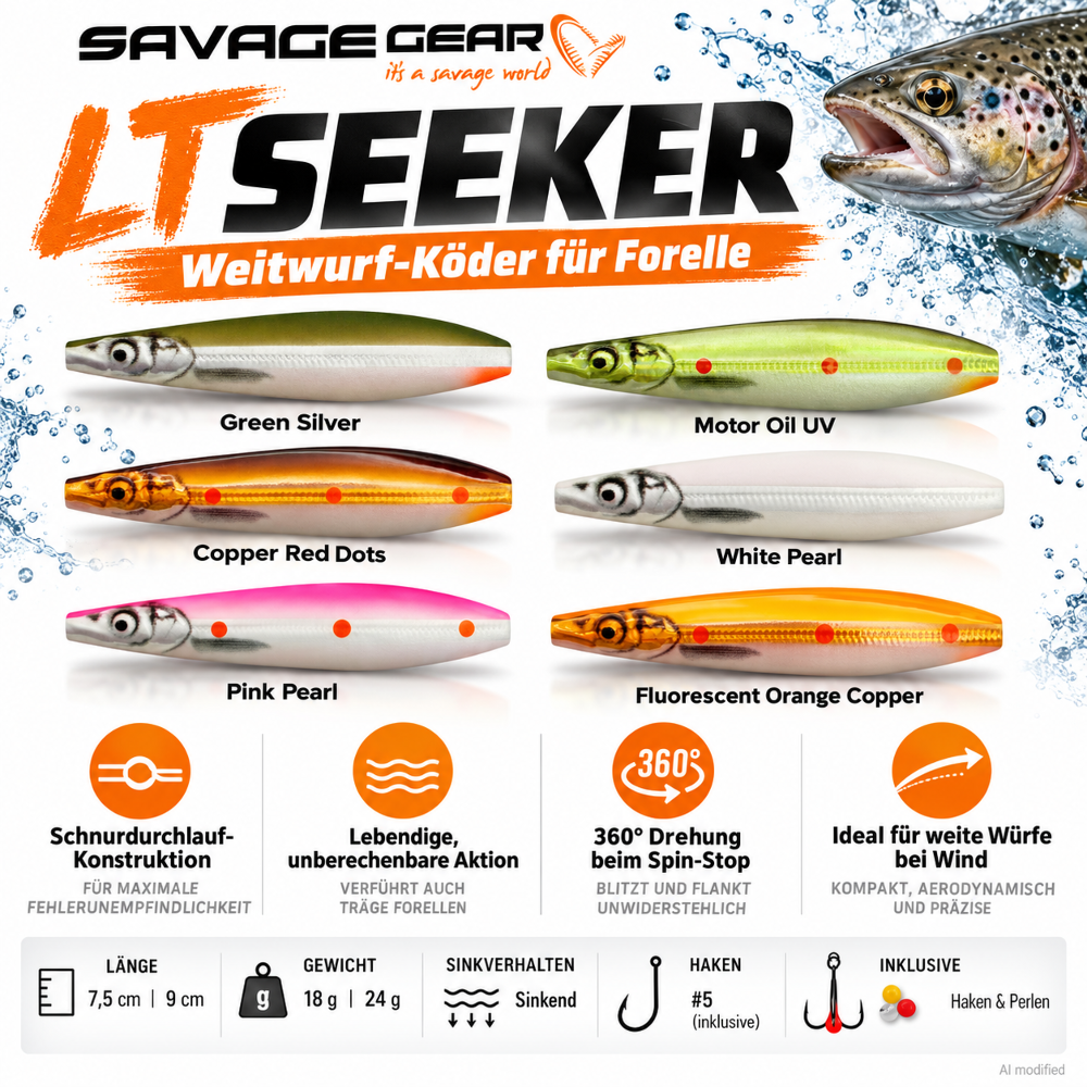 Savage Gear LT Seeker 18g - Fluorescent Orange Copper