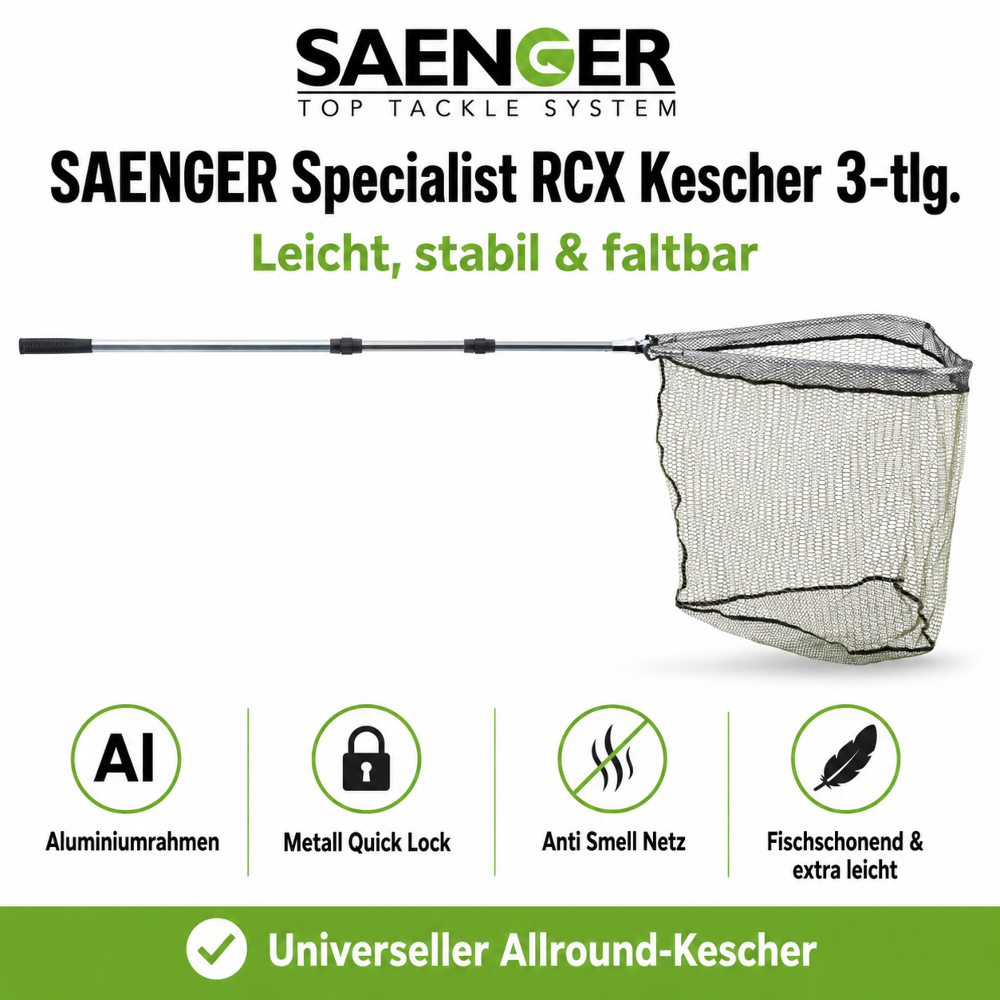SAENGER Specialist RCX Landing Net 3-Piece - 1,80m