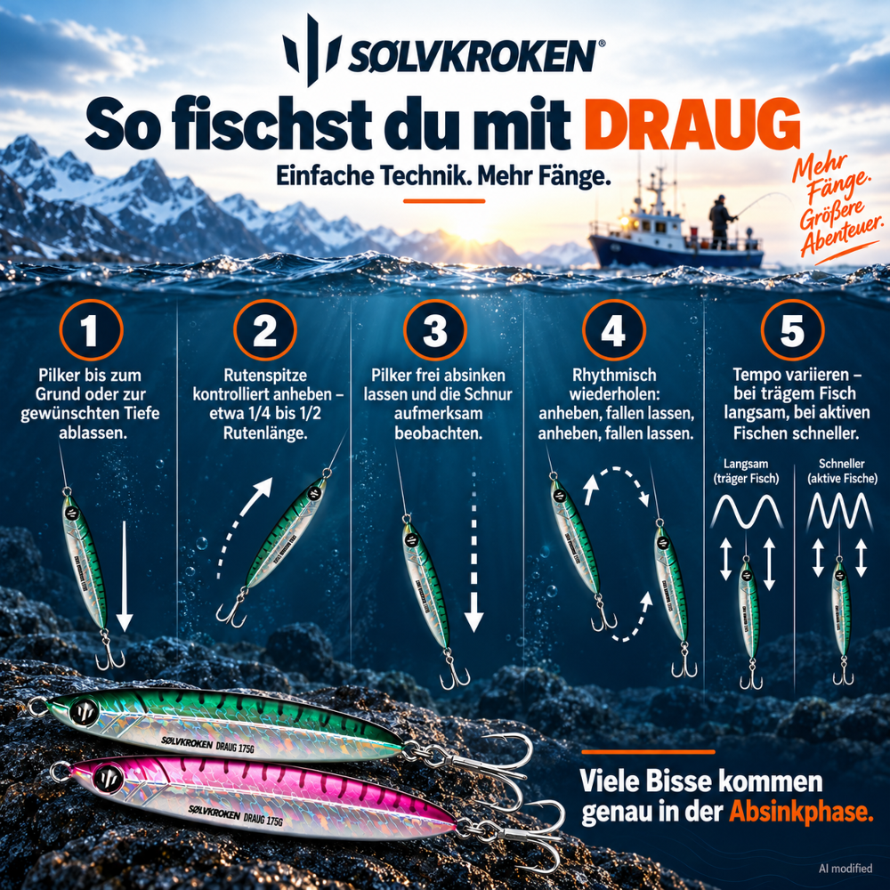 Sølvkroken DRAUG Slow Pitch Jig – Lead-Free 115g - Blue Silver Pink