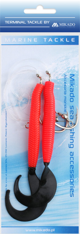 MIKADO Pilk D-Twist Rig - Doppeltwister-Vorfach-Rot-Schwarz5,5cm