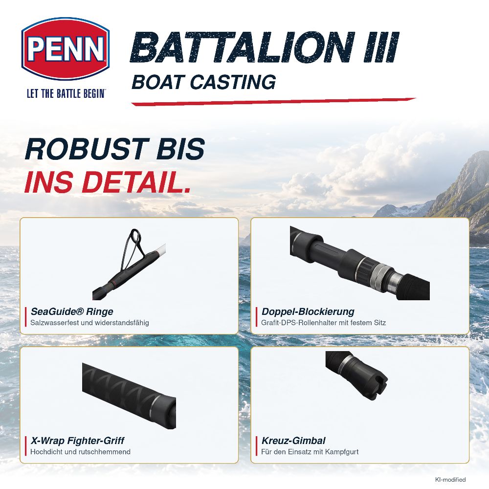 PENN Battalion III Boat Casting Rod 2,13m - 12-20lb