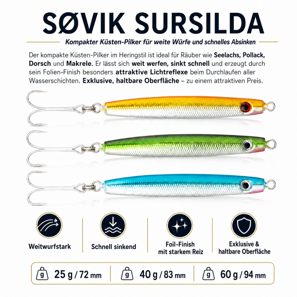 SØVIK SURSILDA Jig 60g - Blue/Silver