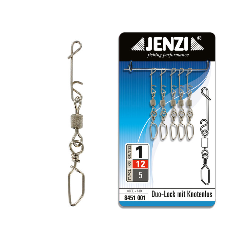 Jenzi NO KNOT-Verbinder mit Duo-Lock Karabiner-Wirbel