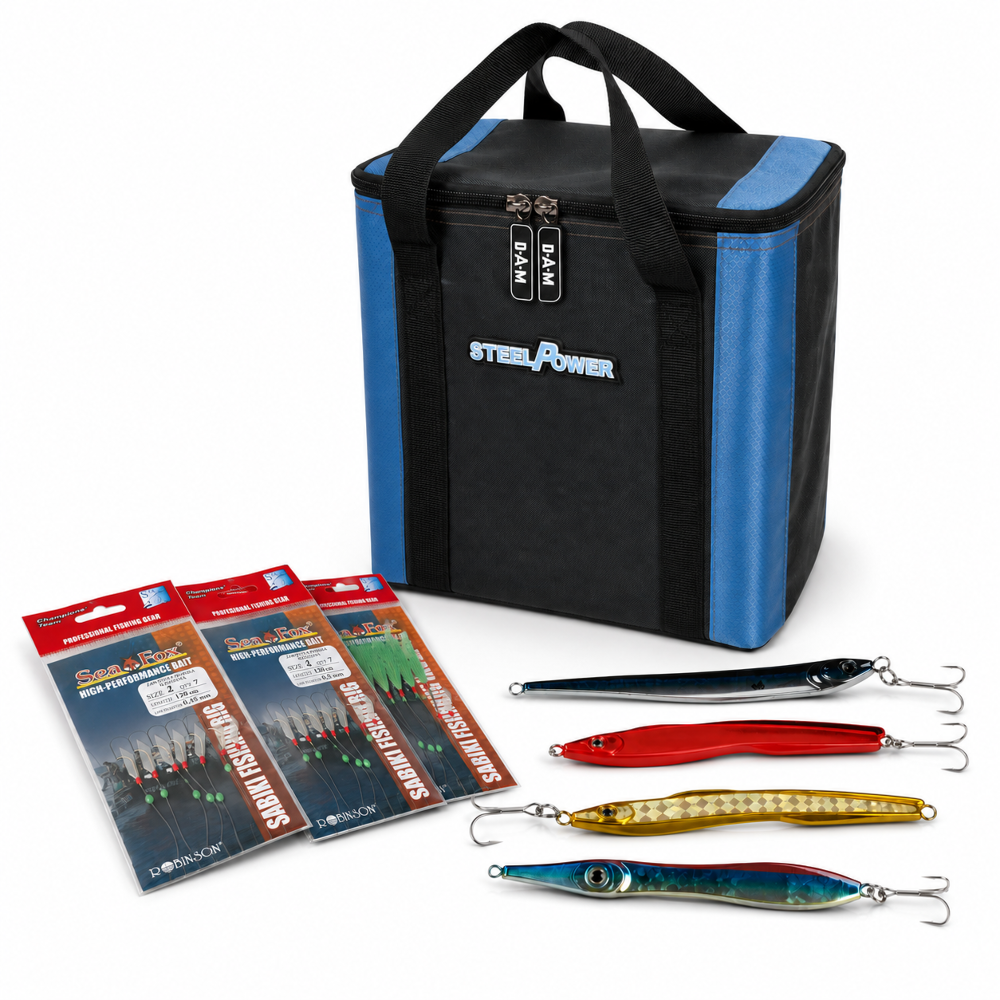 Robinson Pilker- und Vorfach-Set inkl. DAM Steelpower Blue Pilk Container