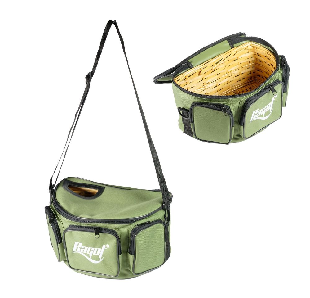 Ragot 3 POUCH BASKET – Fischkorb / Watkorb (21 × 33 × 17 cm) - green