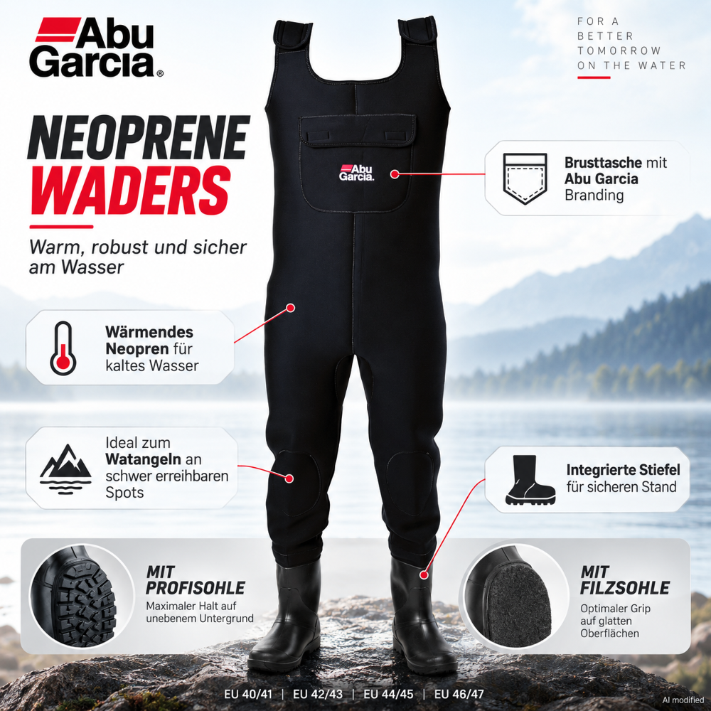 Abu Garcia Neoprene Waders Cleated - Size 44/45