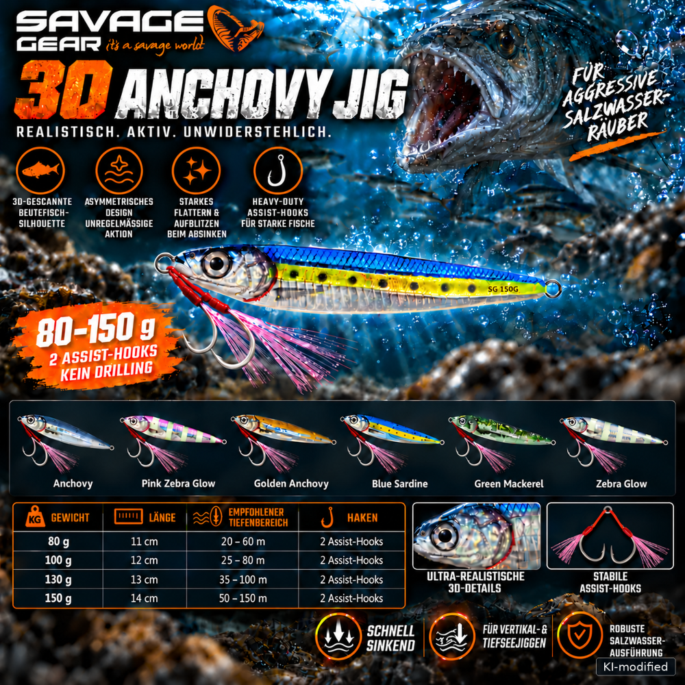 Savage Gear 3D Anchovy Jig 100g - Blue Sardine