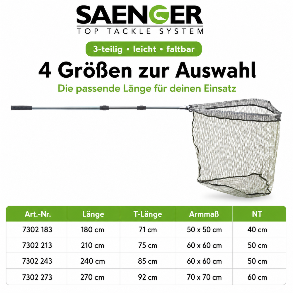SAENGER Specialist RCX Landing Net 3-Piece - 1,80m