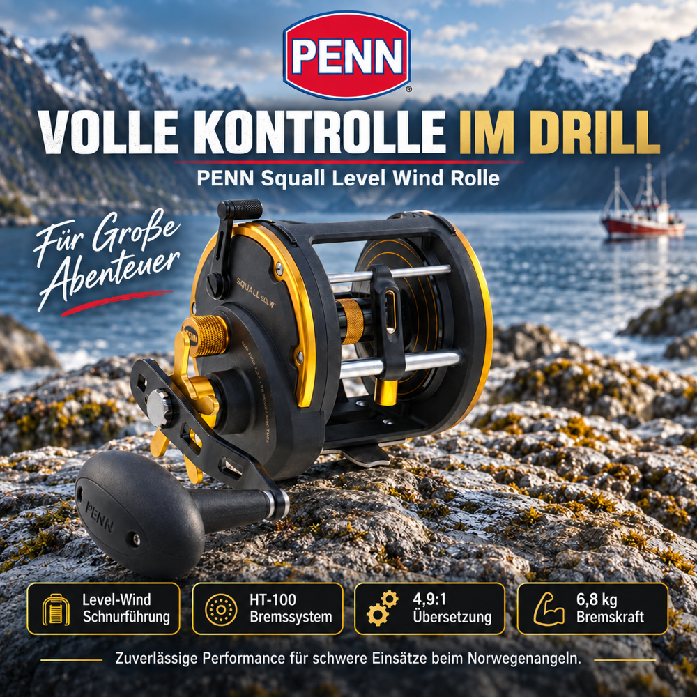 PENN Heilbutt Angel-Set – Rute-Rolle-Schnur für Norwegen