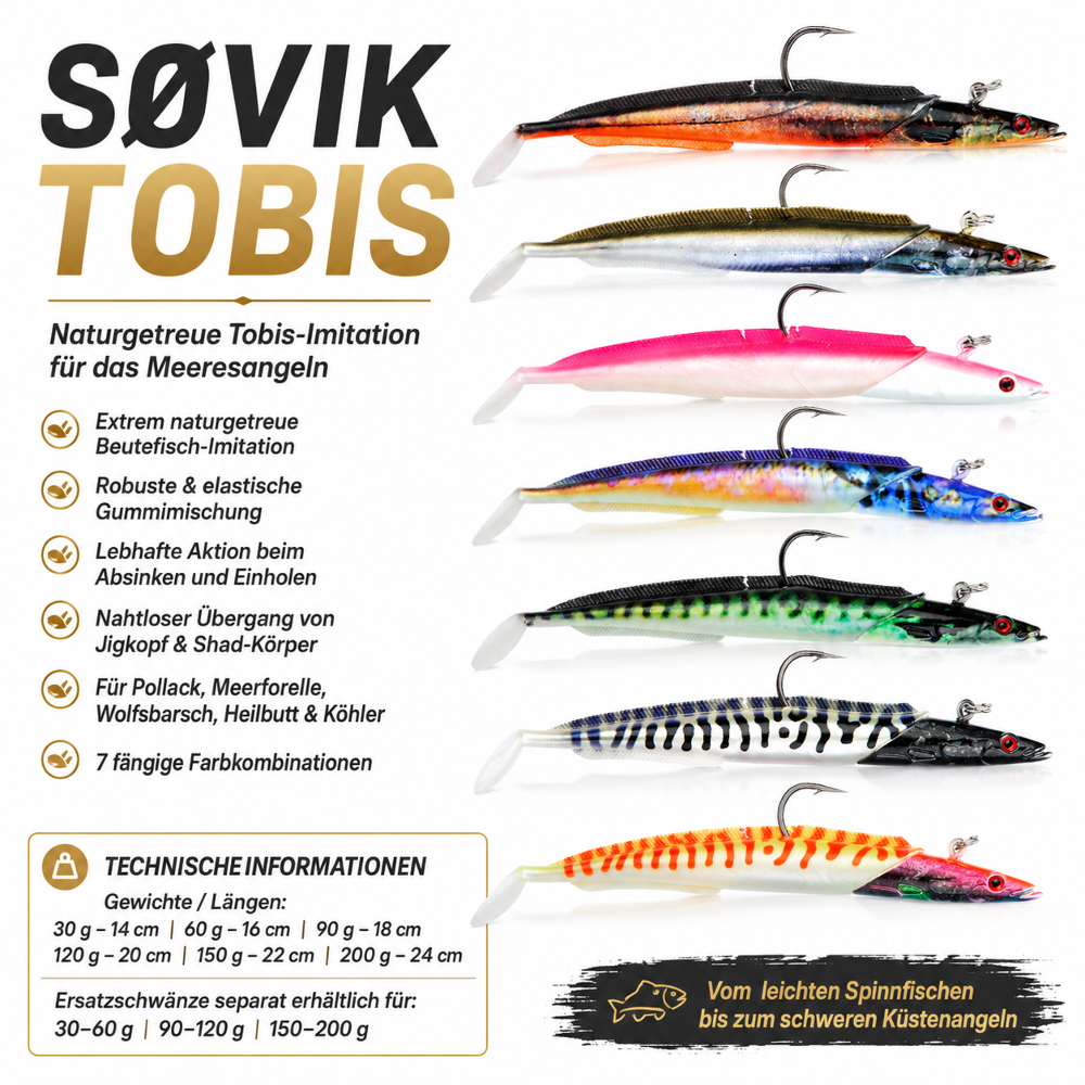 SØVIK TOBIS – Naturgetreuer Sandaal 150g - Lippfisch/Glo
